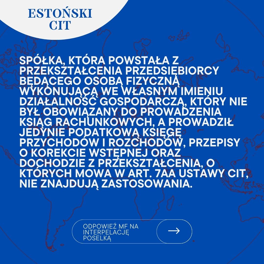 podatek estoński przekształcenie 